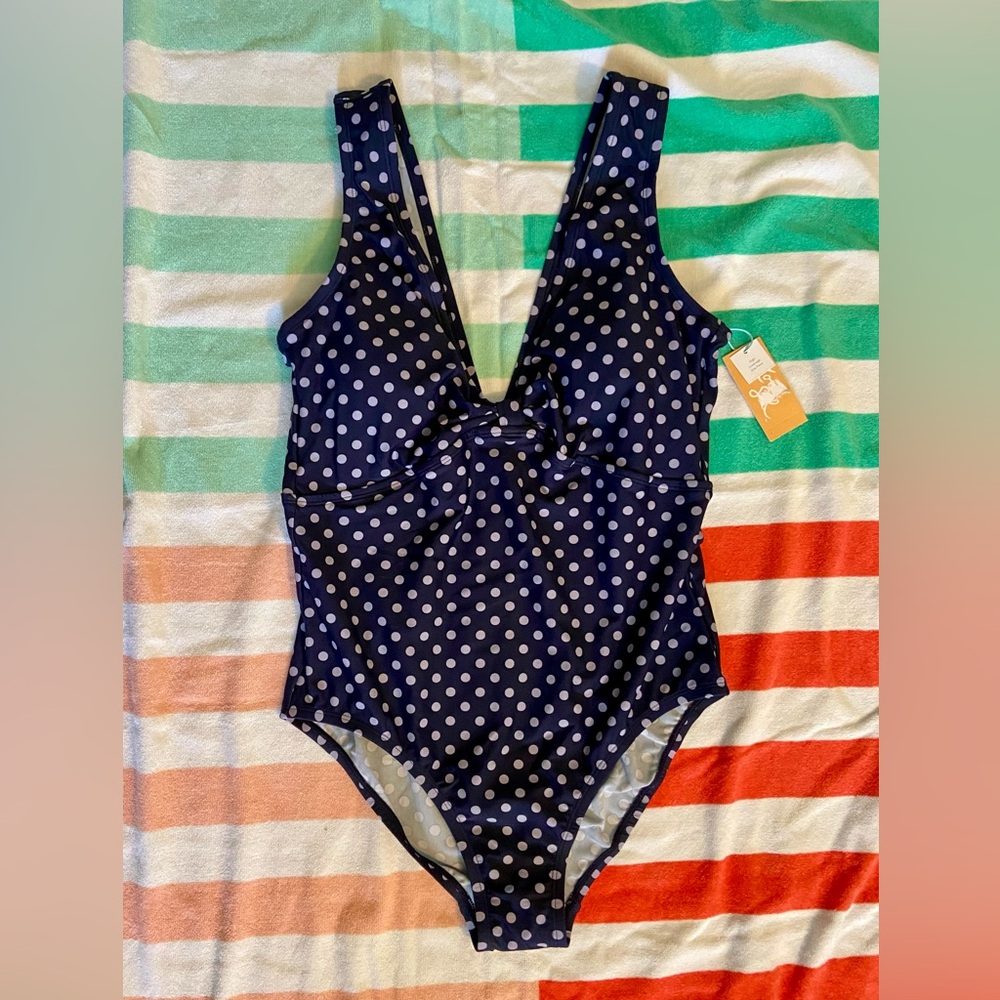 Women’s Polka Dot Swimsuit - Navy Blue